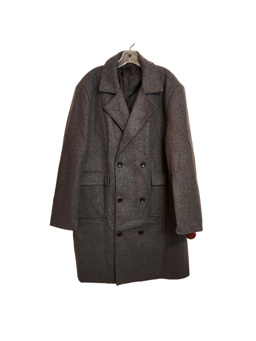 Amazon Wool Blend Double Breasted Mens Grey Pea Coat 2XL